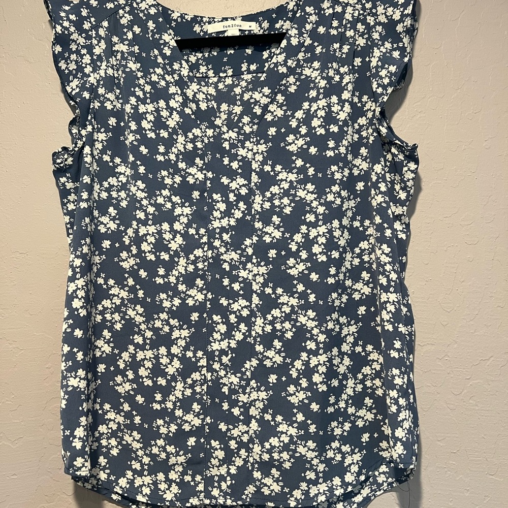 Fun 2 Fun Navy Floral Blouse